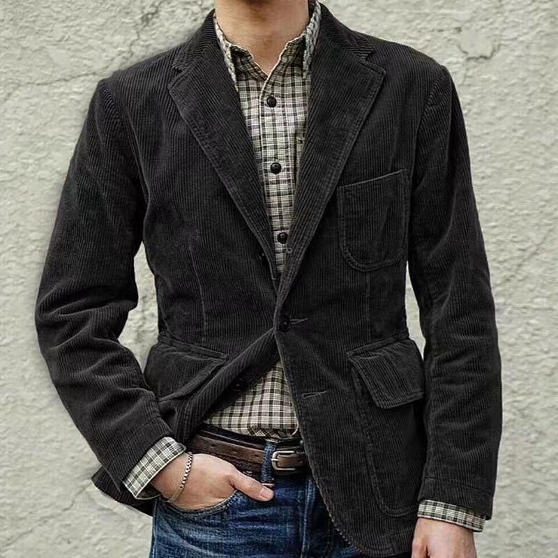European And American Style Men's Suit Jacket Corduroy Casual Urban Commuter Simple Solid Color Vest Jacket