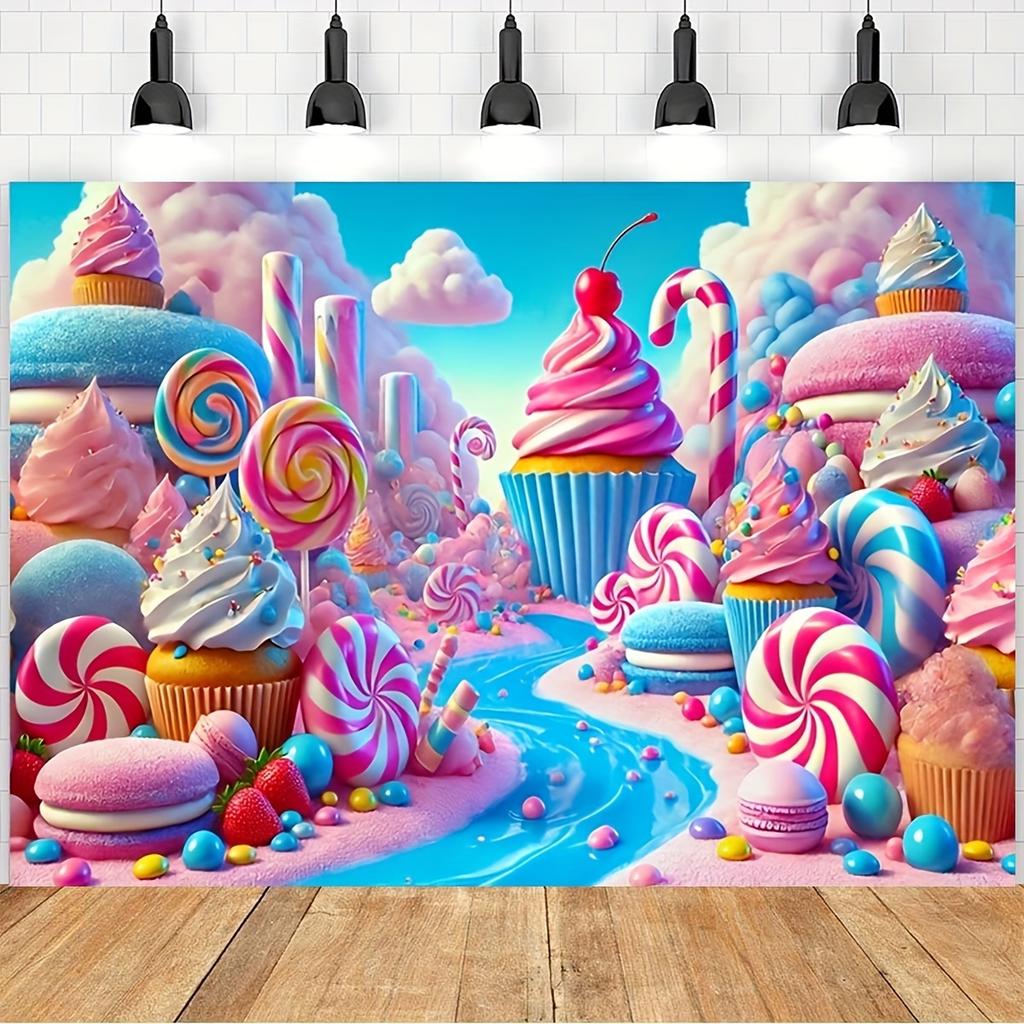 Colored Candy Kingdom Ice Cream Castle Vinyl Background Cloth
