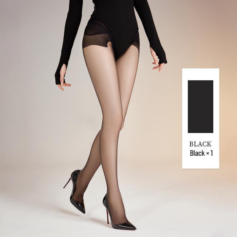 Women's Ultra-Thin Invisible Black Silk Anti-Snag Pantyhose - High-Transparency, Zero-Feel, Non-Rolling, 0D Bare Leg Style.