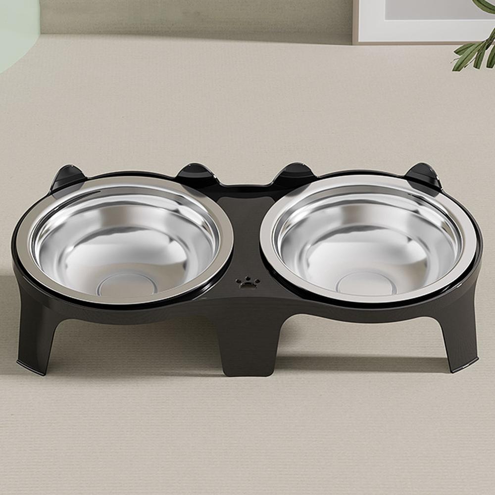 

1PC Stainless Steel Cat Food & Water Bowl with Anti-Tip Design Large Capacity Easy-Eat Design for Pet Dog Cat Feeding Food Bowl чёрный