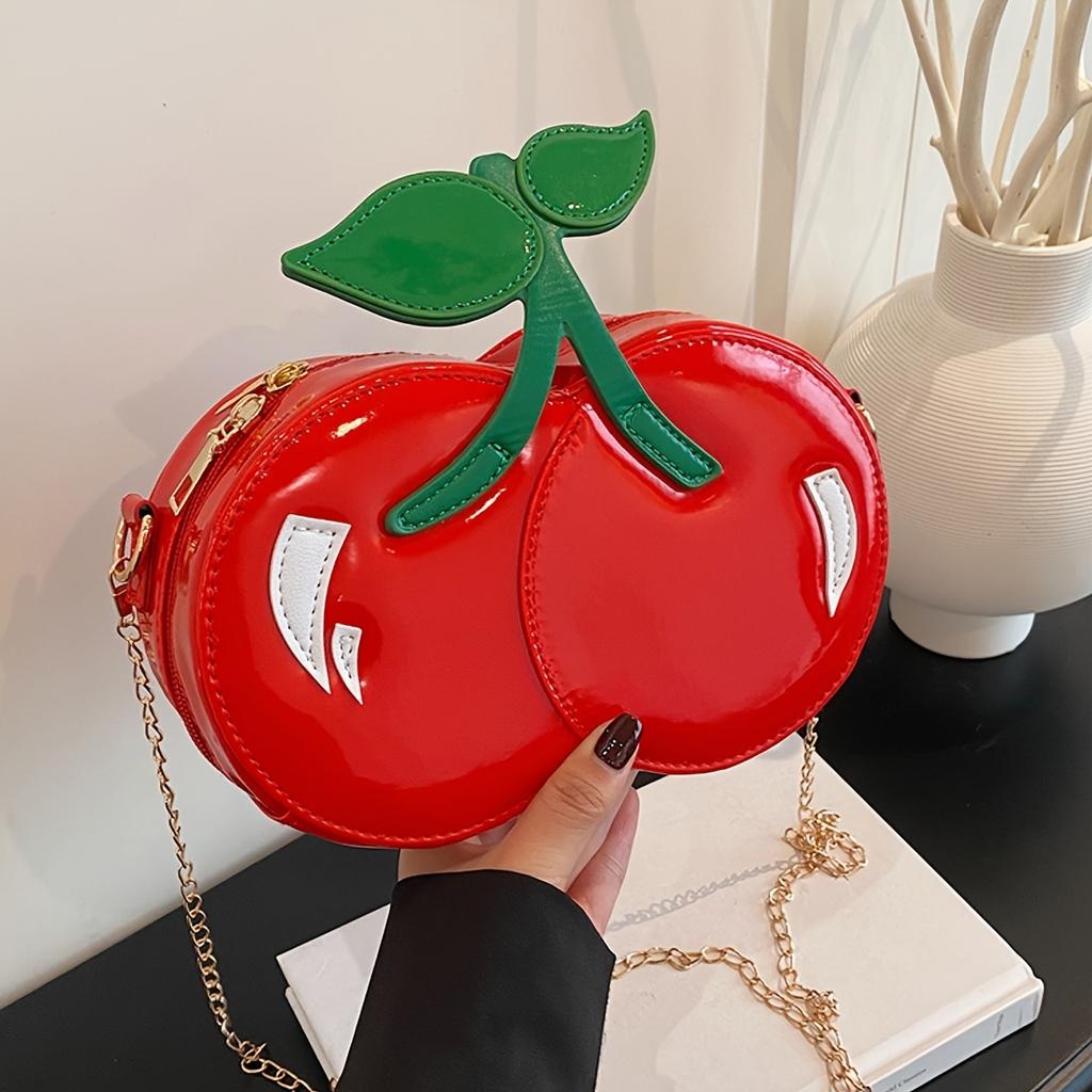 Cute cherry-shaped women's fashionable and unique mini chain handbag, crossbody/shoulder bag, suitable for commuting and dates.