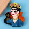 New Acrylic Cute Flower Girl Figure Brooches for Women Fashion Cartoon Artist Lady Brooch Badge Pins Casual Jewelry Accessories