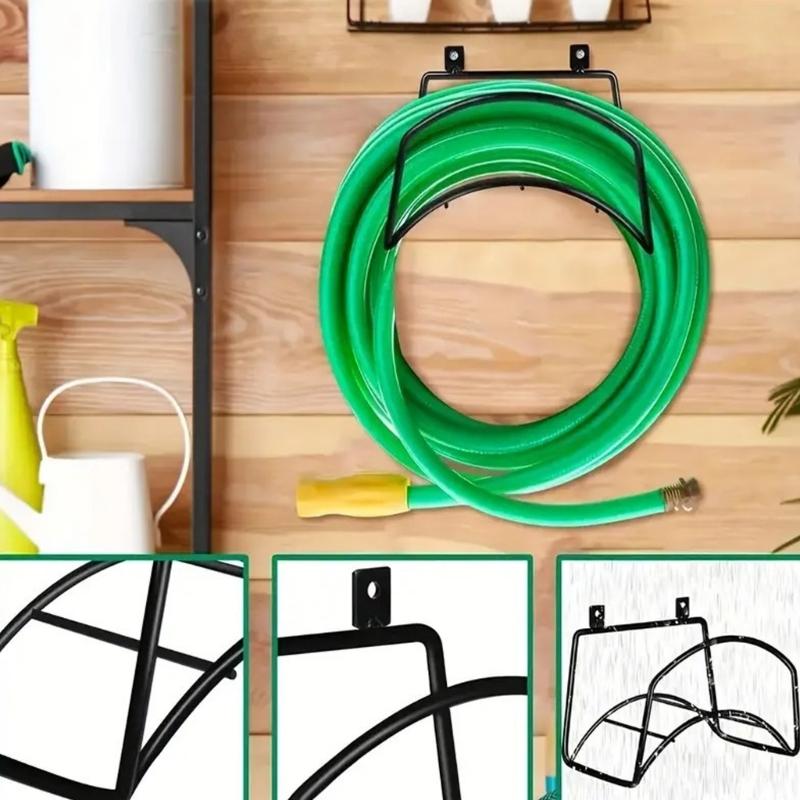 Rusts Resistant Wall Mount Garden Hoses Reel Holder Metal Construction For Outdoor Water Pipe Storage And Organization