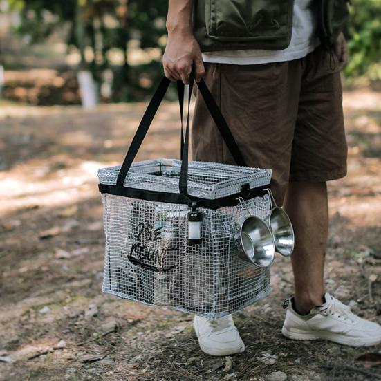 

28л ящик для хранения на открытом воздухе складной портативный прозрачный с ручкой водонепроницаемый прочный несущий большой вместительный органайзер для походной одежды и игрушек