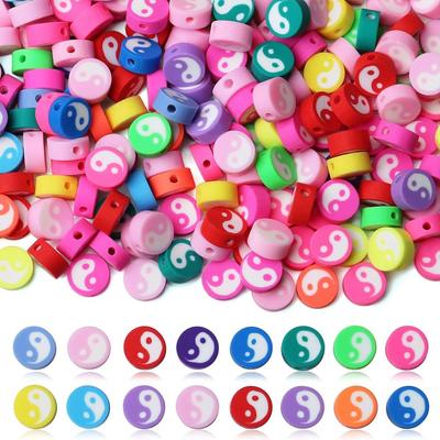 50/100/200Pcs Clay Beads Colorful Ying Yang Polymer Clay Spacer Beads for Women Jewelry Making DIY Bracelet Necklace