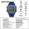 Sanda Men's Sports Barrel-Shaped Luminous Countdown Watch with Triple Time Zone and Dual Display, Waterproof Design.