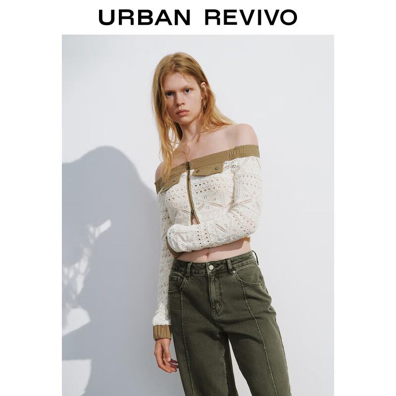 UR Women's Retro Patchwork Off-Shoulder Knit Top