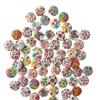 100Pcs Flower Print Wood Buttons 2 Holes Scrapbook Clothing Sewing DIY