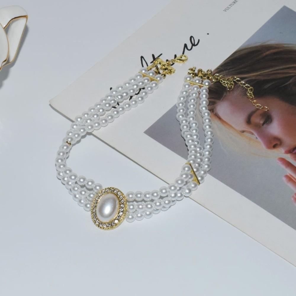 Clavicle Chain Pearl Pendant Jewelry Accessories Pearl Choker Retro Pearl Necklace  Birthday Gift