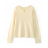 Women's 100% Wool V-Neck Lace Knit Pullover - Long Sleeve, Solid Color, Loose Fit Sweater for Autumn/Winter