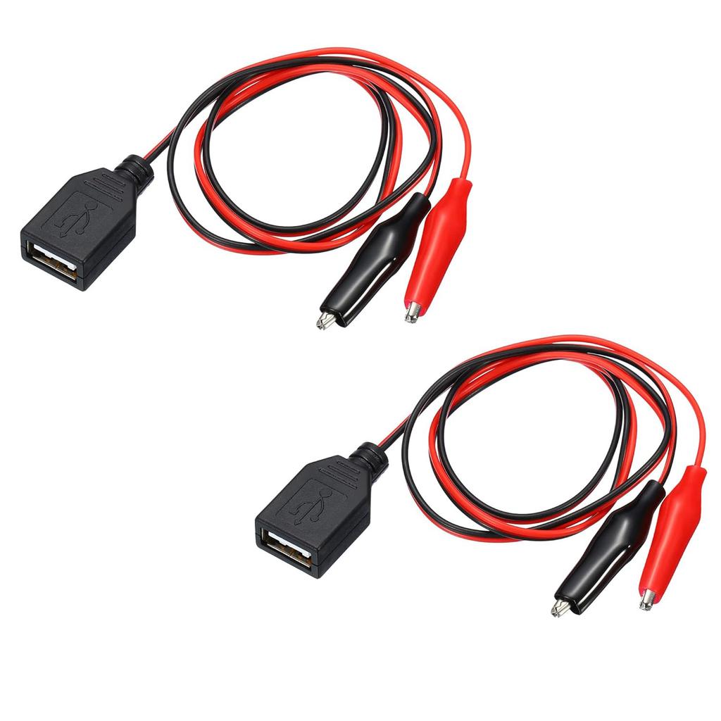 2pcs USB to igator Clip Adapter Cable Male Female USB to igator Clip Probe USB Cables with igator Clip for Circuit Test