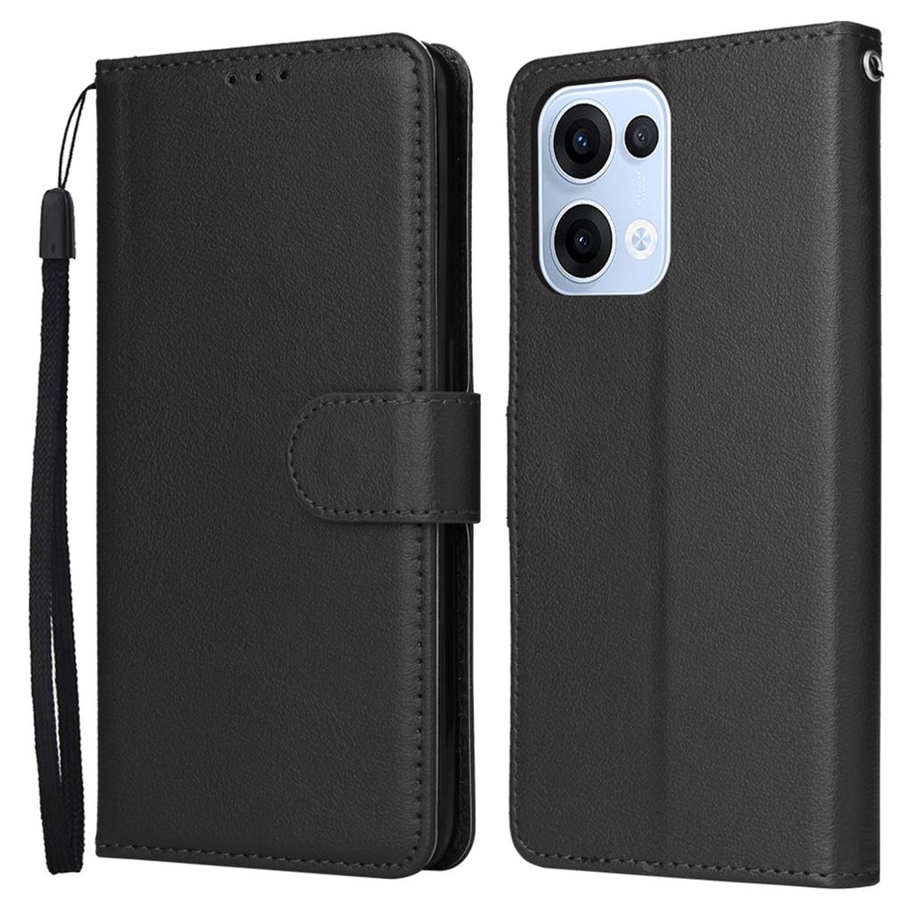 For Oppo Reno13 5G (Global) Case Wallet Stand View PU Leather Phone Cover with Wrist Strap