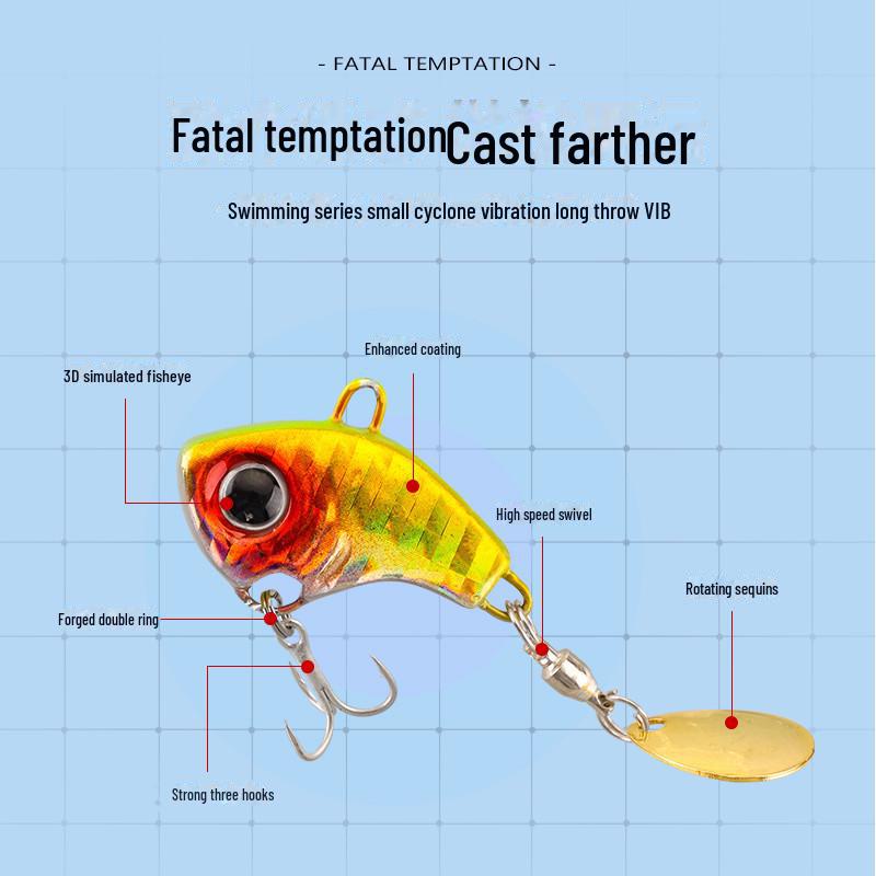 Long-Distance Casting Vib Lure: Rotating Sequin Cyclone for Sea Fishing & Perch