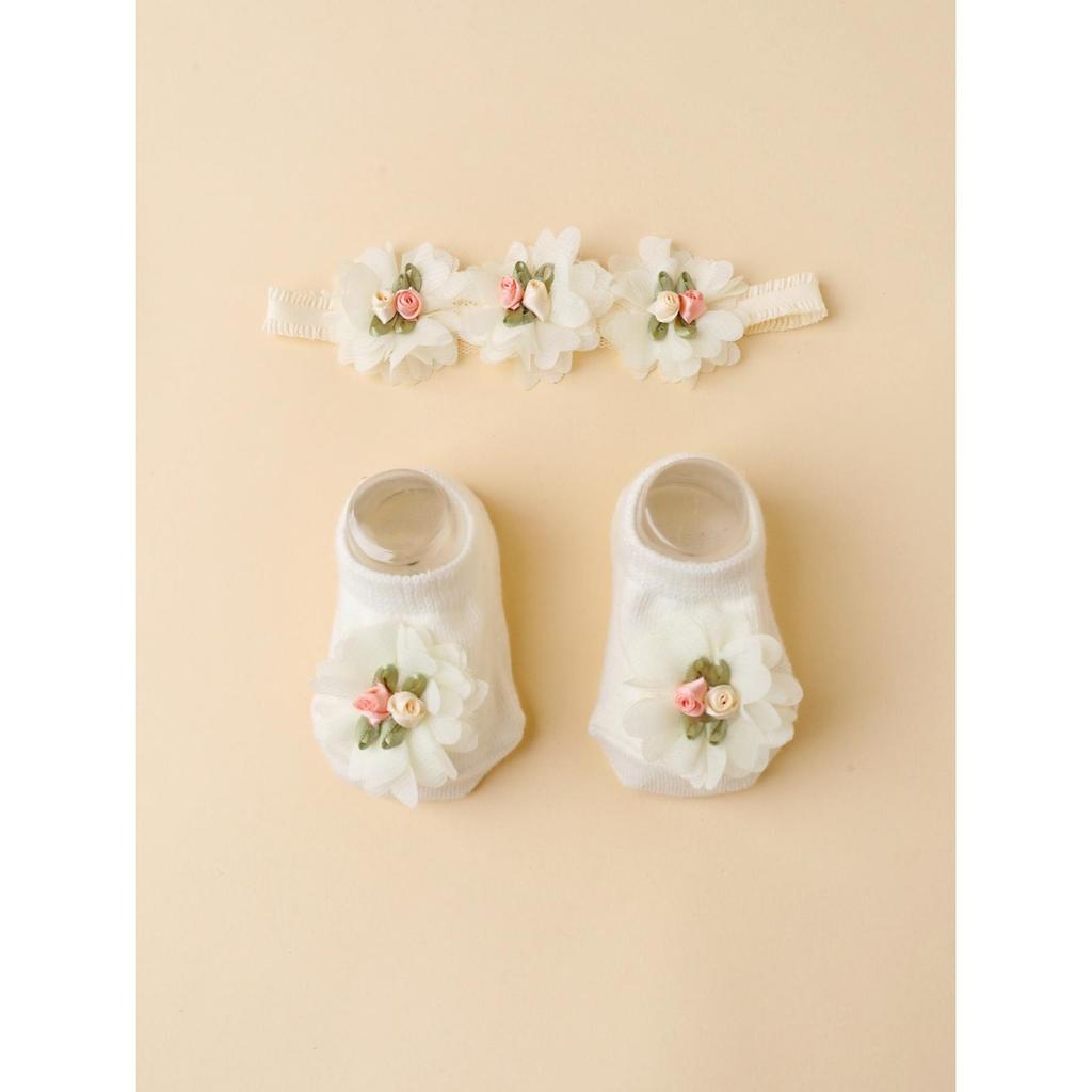 Baby Flower Headbands and Socks 2pcs Set Newborn Lace Headband Cute Pograpjy Props