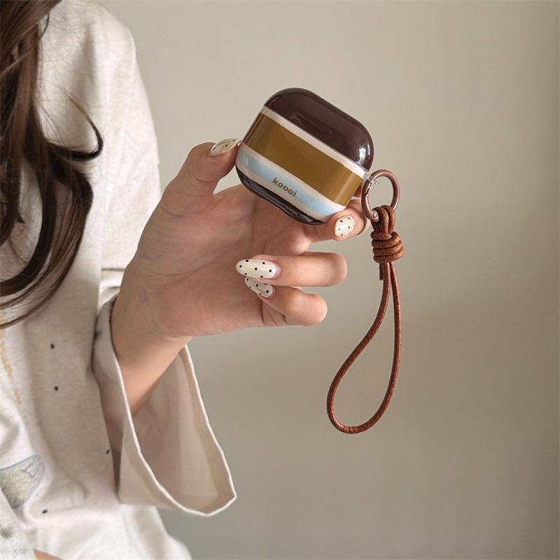 Niche colorful contrasting striped lanyard for AirPods 1 /pro1 earphone protective case cover second and third generation new models