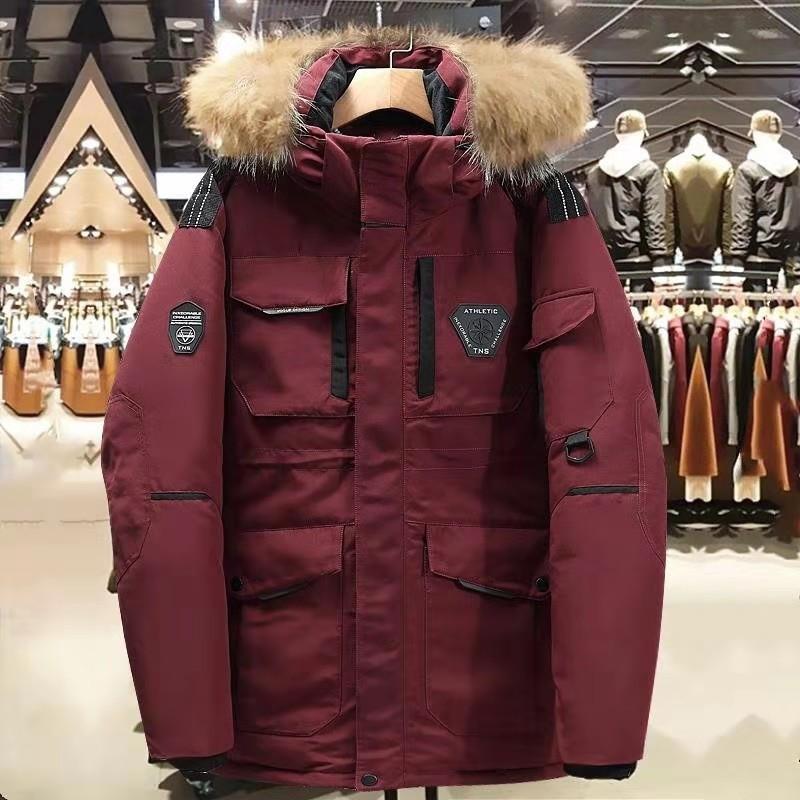 Winter Outdoor Men's and Women's Mid To Long Down Jacket Men's Winter Lovers Thickened Coat Work Clothes