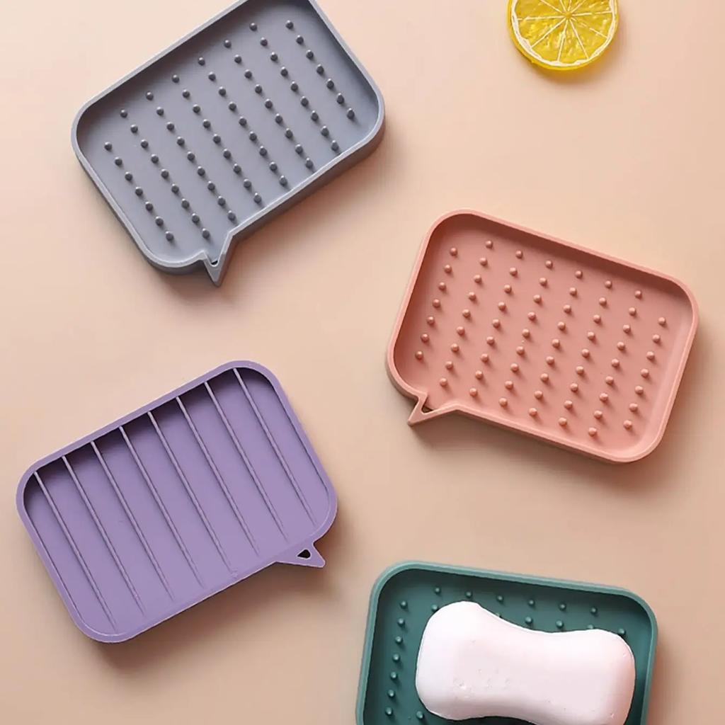 1PC Fashion Silicone Flexible Soap Dish Plate Bathroom Soap Holder Travel Holder Dish New Candy Color Hot SaleBathroom Soap Dish