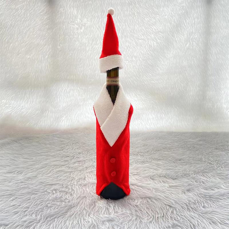 

1pcs Christmas Wine Bottle Cover Cloth Insulated Sleeve Santa Button Decor Holiday Party Accessory Gift Bag Home Decoration 11.5x22.2x7.5x12cm красный