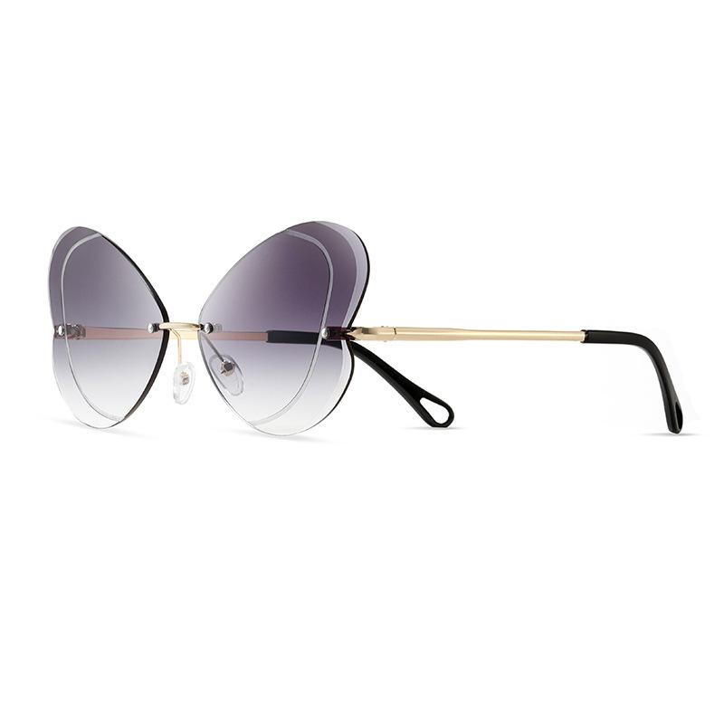 Butterfly Frameless Gradual Change Sunglasses Women Travel Street Shot Fresh And Sweet Decorative Sunglasses