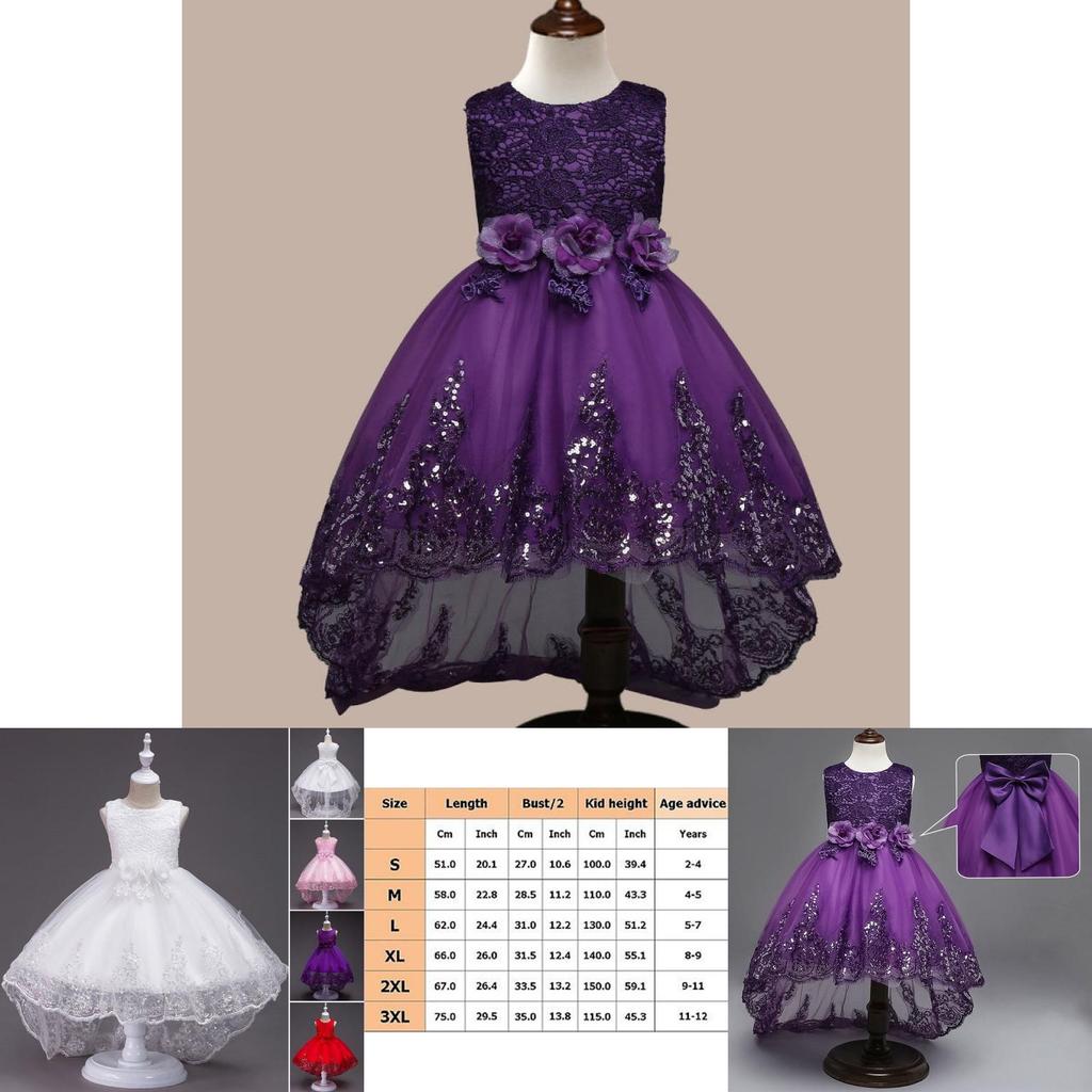 Splendido Vestito da Principessa con Fiocco per Damigella d'Onore per Bambini Perfetto per Feste e Matrimoni