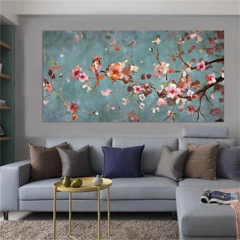 Classical Chinese Style Flower and Bird Landscape Canvas Painting Wall Art Picture Posters and Prints for Living Room Home Decor No Frame