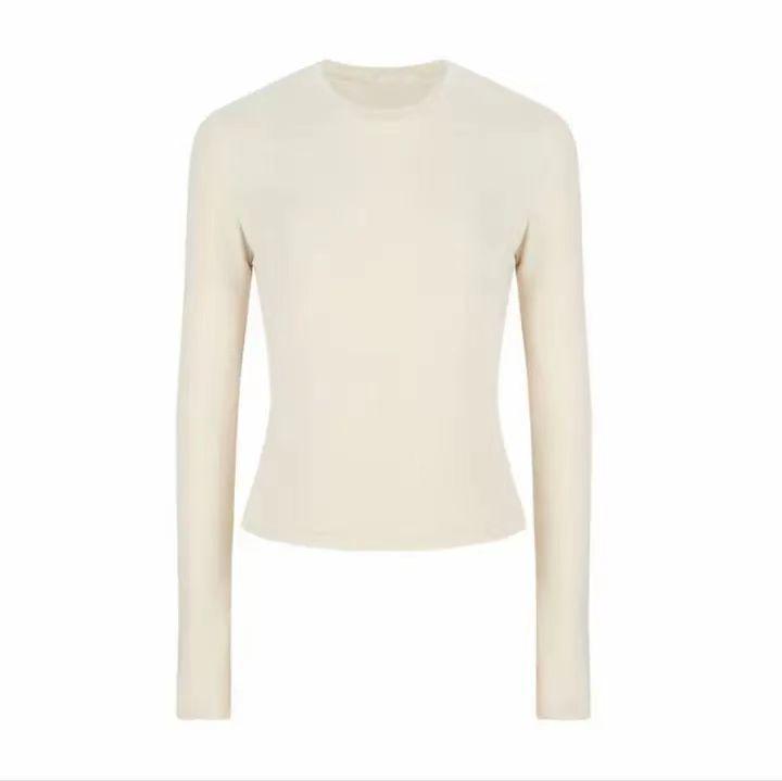 Women's Autumn Korean-Style Fitted Top: Versatile, Waist-Cinching Base Layer with Long Sleeves and Short Length.