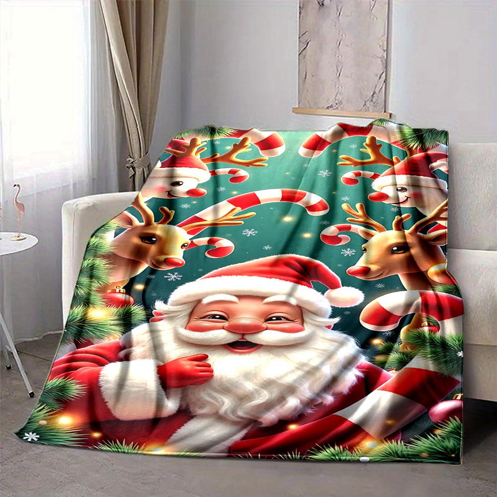 1pc Christmas Decorations Blanket Lightweight Flannel Blanket Throw Blanket For Sofa, Bed, Travel, Camping, Livingroom, Couch, Chair, And Bed Yy250902