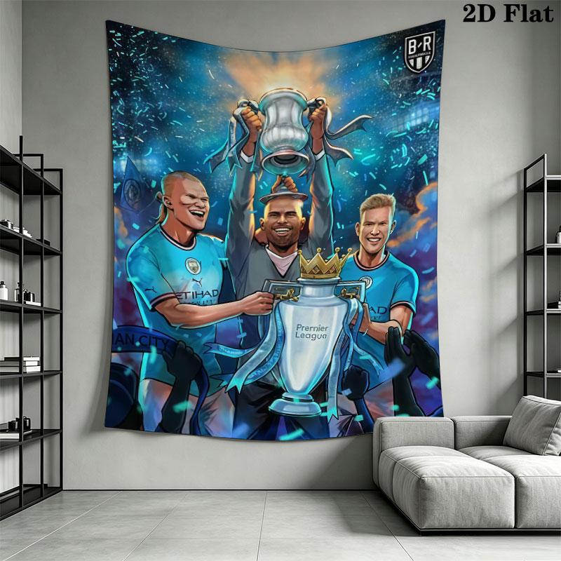 Royal MCFC CrownWall Hanging Printed Fabric Blanket Decorative Tapestries for Bedroom Living Room Home Decor