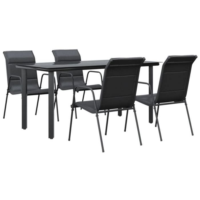 VidaXL Garden Dining Set 5 Pcs Black Textilene and Steel 3200714