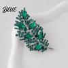 Collar Pin Brooch Imitation Crystal Inlaid Leaf Design Pin-Type Sparkling