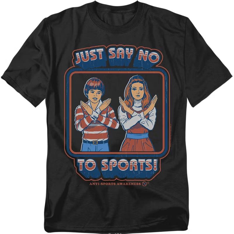 Just Say No To Sports Printed Comics Clothing Mens Loose ONeck TShirt Summer Fashion Casual Oversized Cotton TShirt Couple