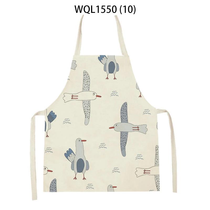 Lovely Seagull Lighthouse Patttern Sailboat Aprons Adult Kids Kitchen Aprons for Home Cooking Baking Cleaning Tool Adult Bibs