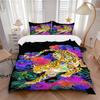 Floral Leopard Bedding 3 Piece Set HD Print Duvet Cover Pillowcases for Teens Adult Bedroom Decoration Christmas Gift