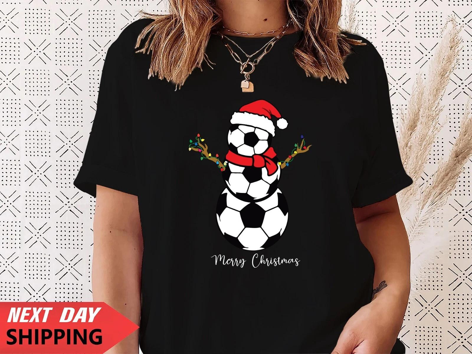 Christmas Novelty Funny Santa Reindeer Xmas Gift T-shirt, Merry-Football L