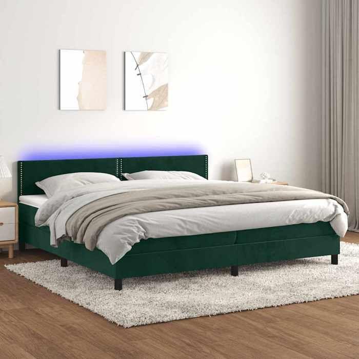 Maison Exclusive - Sommier à lattes de lit avec matelas LED Vert foncé 200x200 cm