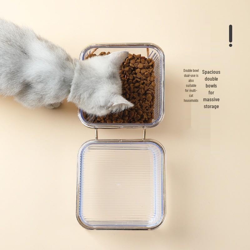 Iron Art Double Bowl Anti-Tip Cat Feeder & Water Dispenser