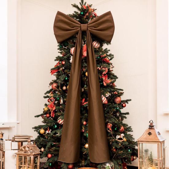 Adorno de Lazo para Árbol de Navidad de 71 Pulgadas Terciopelo Rojo Lazo Grande Decoración Navideña Decoración Festiva para Coronas Domésticas Pared