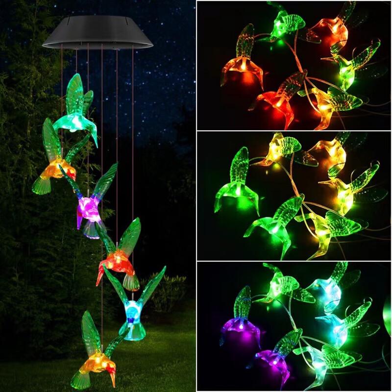 Solar Hummingbird Wind Chime Garden Light