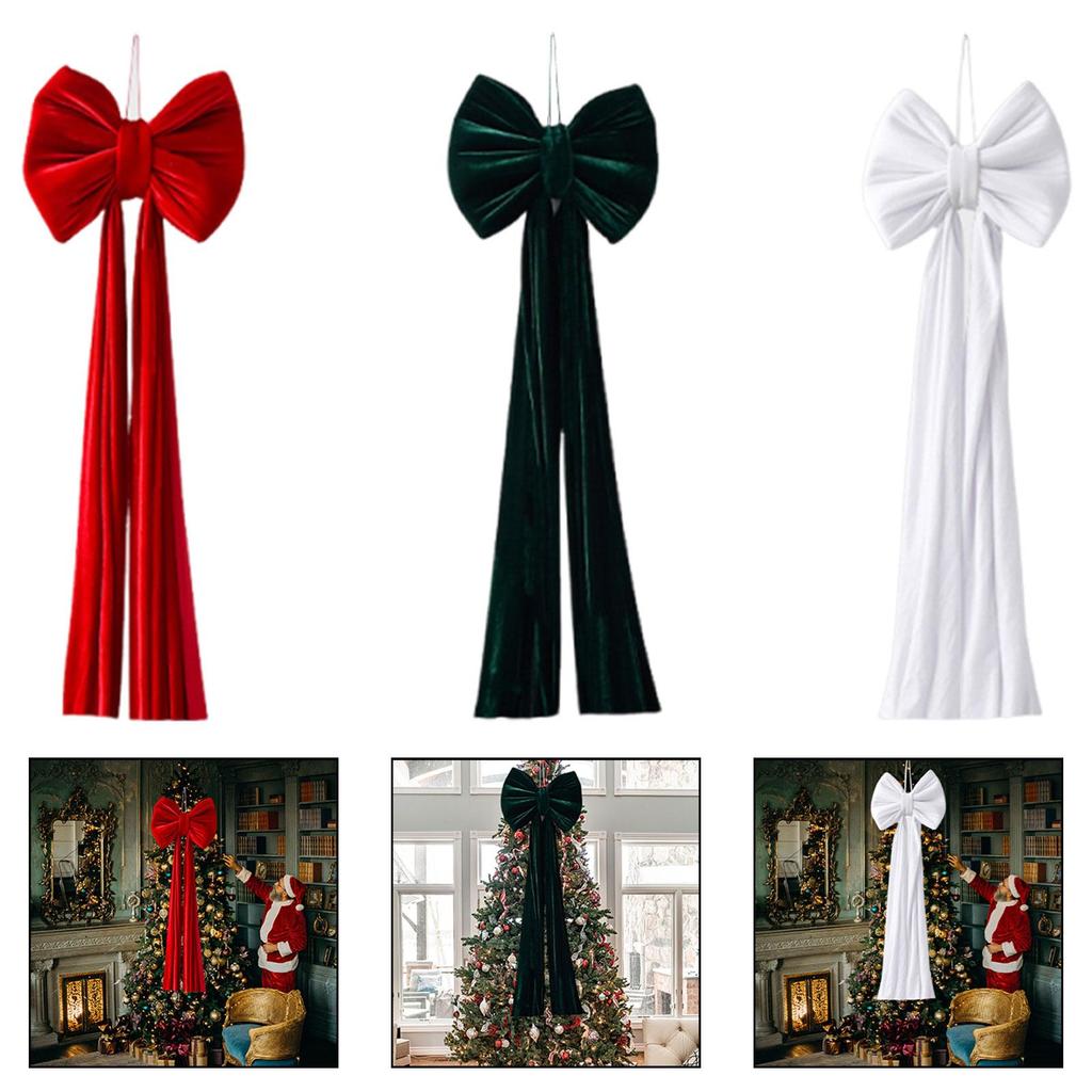 Christmas Bow Bow Supplies Bowknot with Long Streamers Xmas Decor Ornament for Wedding Home Holiday Window Porch