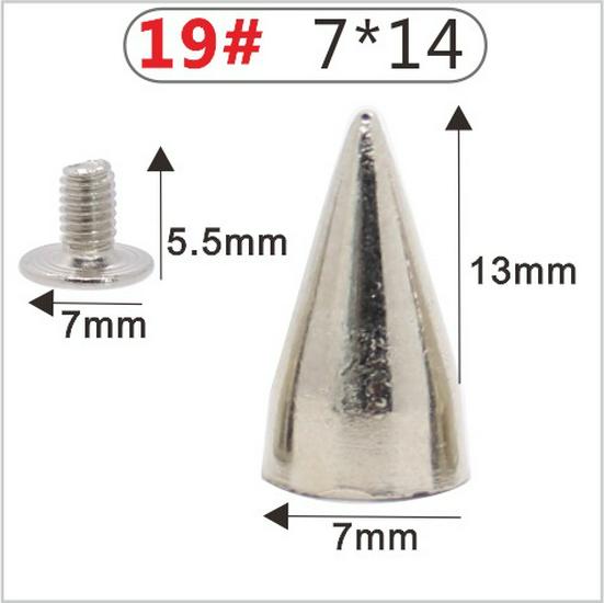 Punk Spike Alloy Bullet Rivet Horn Cone with Base Screw for Apparel, Bags, Shoes