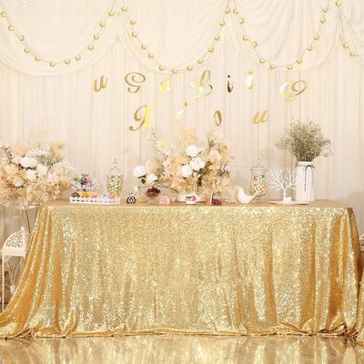 Golden Sequin Tablecloth Rectangular Large Size Table Cover For Christmas Wedding Baby Birthday Business Cocktail Party Decor