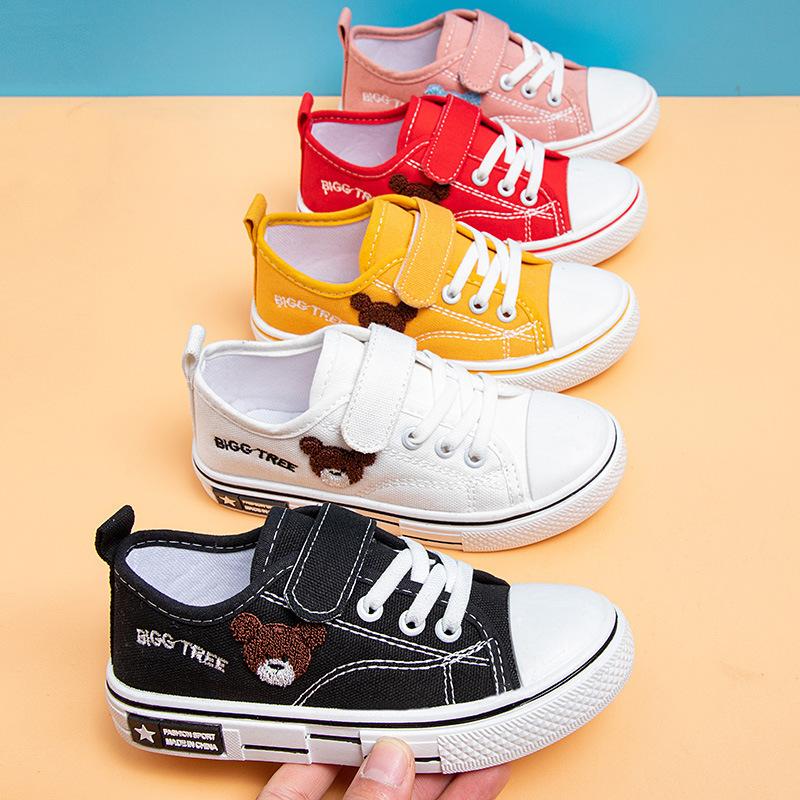 Low-top Solid Soft-soled Casual Shoes for Children In Spring, New Styles for Boys and Girls, Breathable Cartoon Embroidered Canvas Shoes