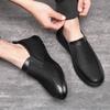 Summer New Breathable and Versatile Black Trend Leather Sports Soft-soled Shoes Mesh Men's Leather Shoes Casual Running Shoes