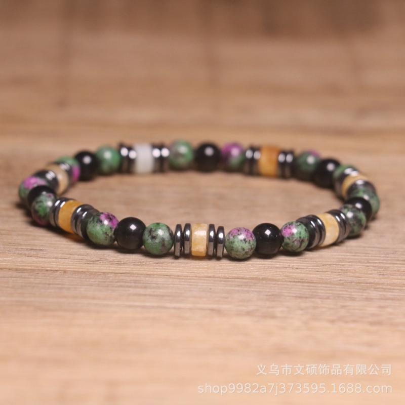 Rodonit Hematit Pärlarmband – Jordnära Boho Smycken, Gåva för Emotionell Balans för Män Kvinnor