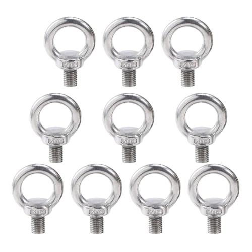 M6 Eye Bolts (12mm/Set of 10) Stainless Steel Eye Bolts with M6 Female Threads for Hanging, Fixing, Reinforcement, and Auxiliary Fixtures, Earthquake
