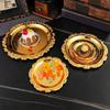 Artistic Iron Serving Tray Produced as Cake Stand or Fruit Dish with Retro Floral Pattern and Stable Base