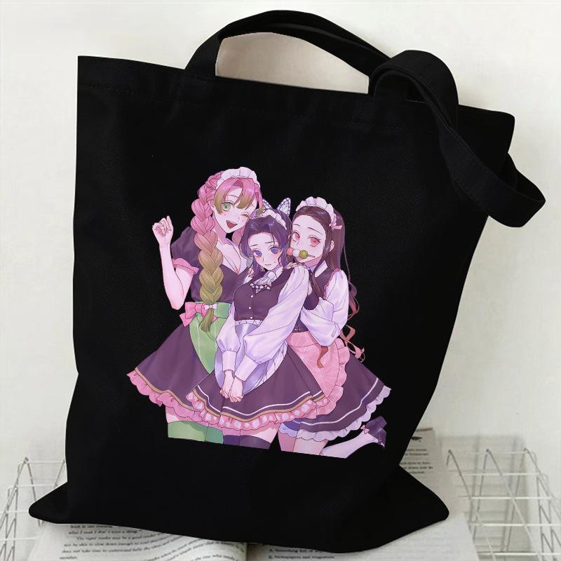 Japan Kanroji Mitsuri Demon Slayer Cartoon Printed Canvas Bag, Student Shoulder Bag/tote Bag for Class 7548
