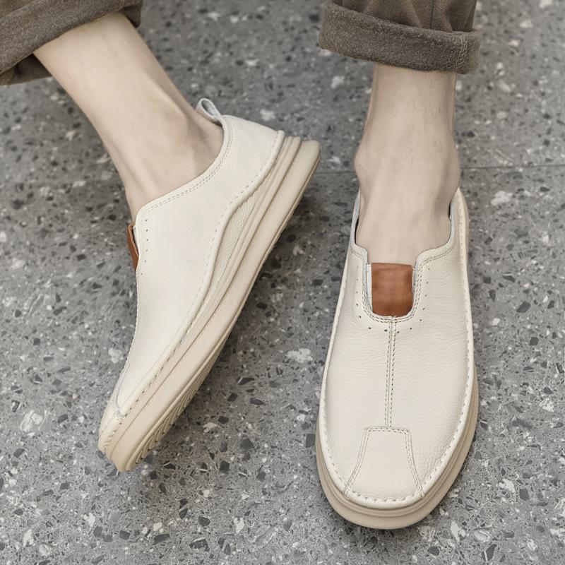 Mens Casual genuine Leather Loafers Men Shoes outdoor fashion Mocasines Hombre Mocassins Black Slip-On men flats