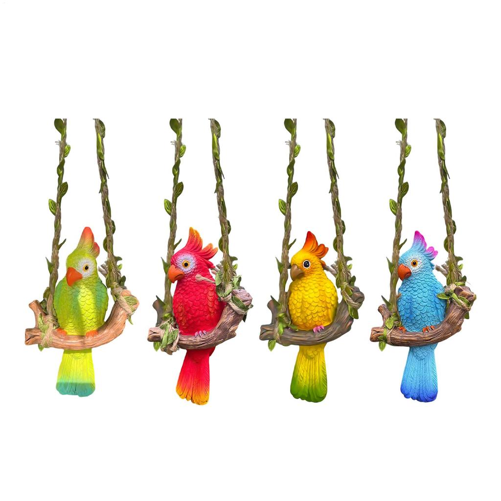 Bird Decor Realistic Funny Tropical Parrot Ornament Decorative Bird Art Collectible Figurines for Outdoor Patio Porch Garden