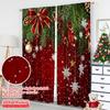 2D Flat Printing 2Pcs Christmas Curtains Classical Pine Tree Snowflakes Red Green Xmas Room Suitable For Living Room Bedroom